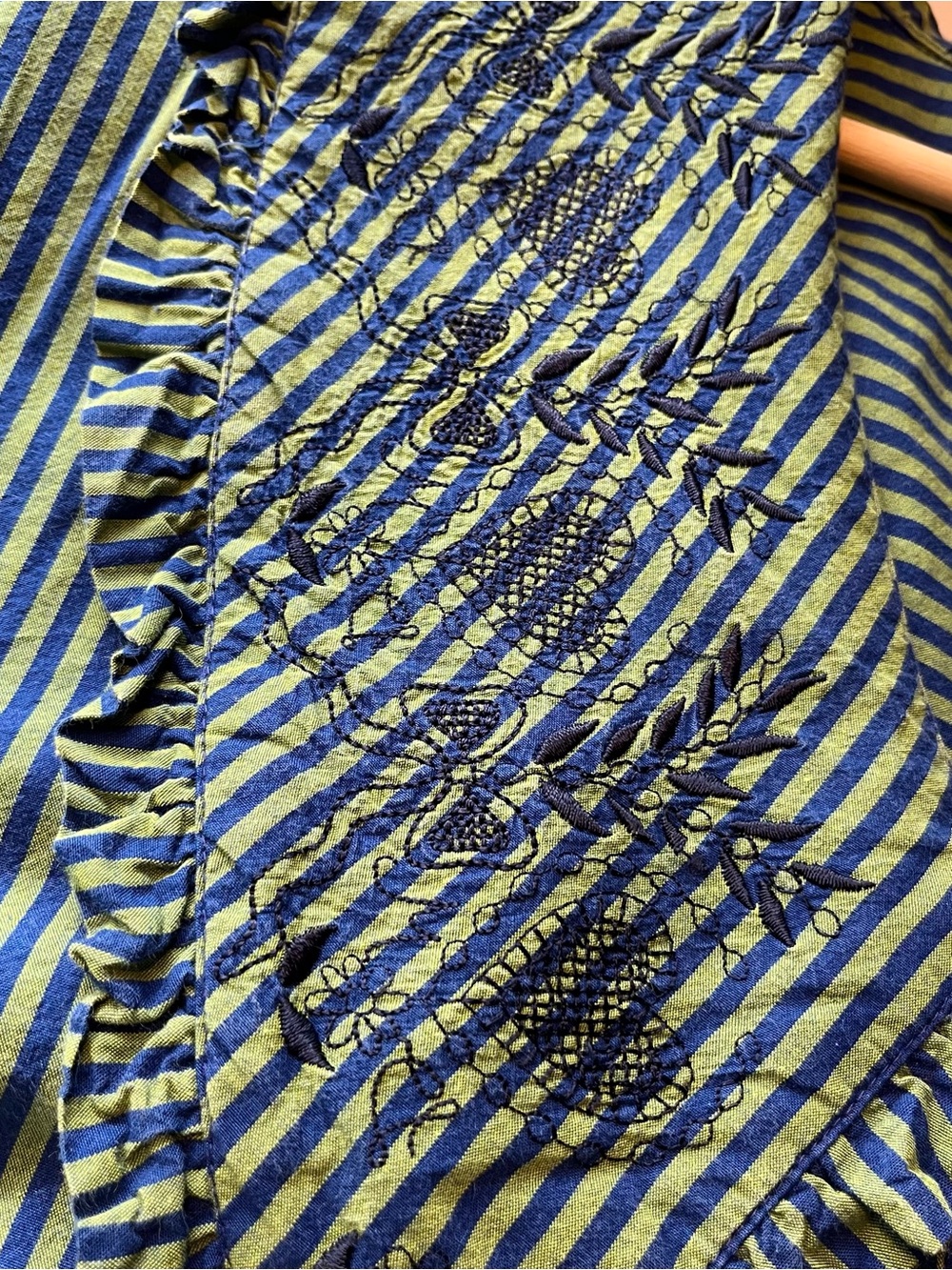 Damson Madder Cotton Fontaine Blouse Blue/Green Stripes Cottagecore - Picture 9 of 9